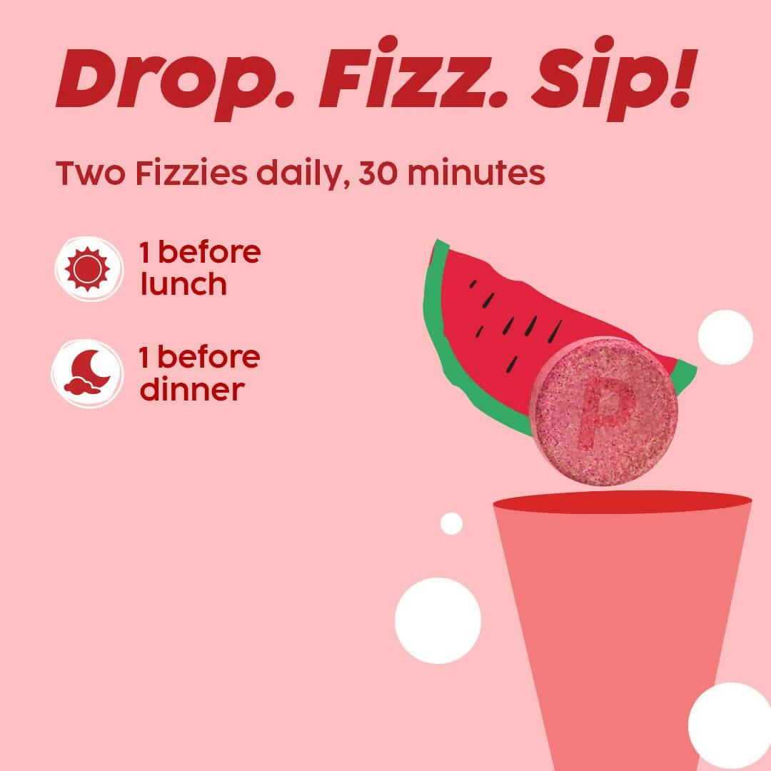 PLIX The Plant Fix Apple Cider Vinegar Effervescent Tablet with Mother - Juicy Watermelon - Swadesiicart