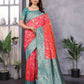 Joban Fashion Banarasi Peach Woven Soft Silk Saree | Swadesiicart