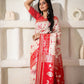 Shree Shyam Fashion Linen Cotton Red & White Saree