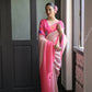 Vishnu Weaves Women's Pink banarasi Silk Saree with Blouse - Swadesiicart