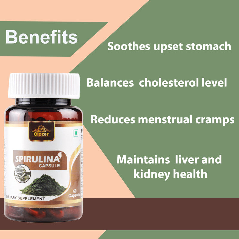 Cipzer Spirulina Capsules - Swadesiicart
