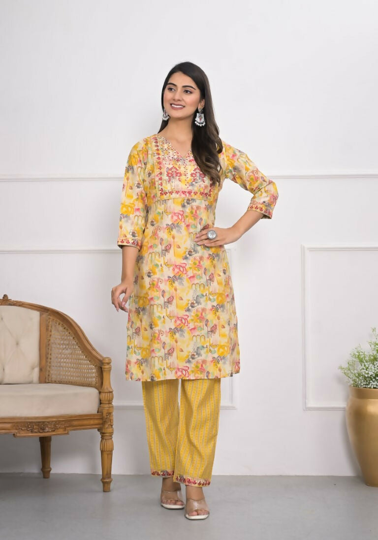 Festive Wear Ethnic Yellow chanderi Stitched Suit With Dupatta - Anbazaar - Swadesiicart