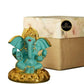 Tamas Gold-Polished Gaj Karna Ganesh Idol Flora Blue & Gold Color - Swadesiicart