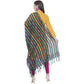 A R Silk Women's Multi Thread Work Orgenza Cotton Bottle Green Dupattas and Chunnis