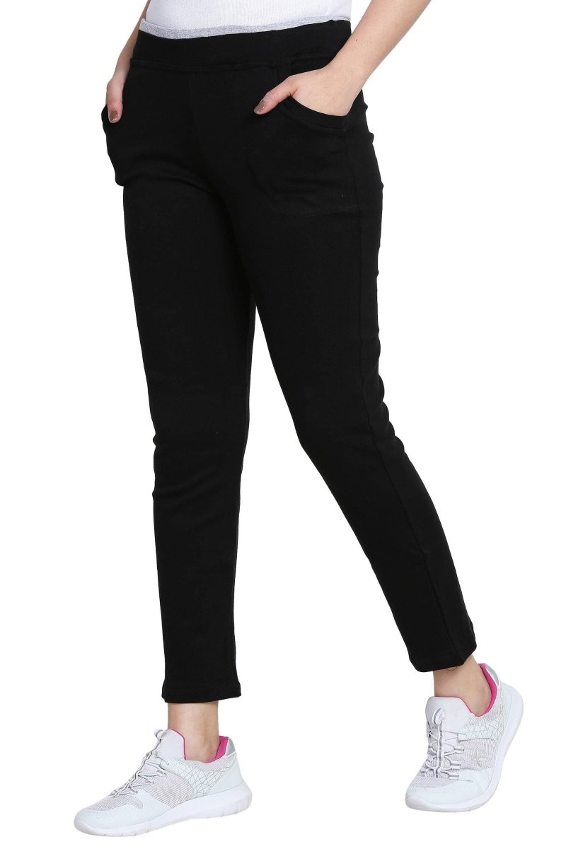 Asmaani Black color Hosiery Lower with Two Side Pockets. | Swadesiicart