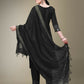 Jyoti Fashion Women's Black Cotton Blend Embroidery & Fancy Lace work Kurta with Trouser & Dupatta | Swadesiicart
