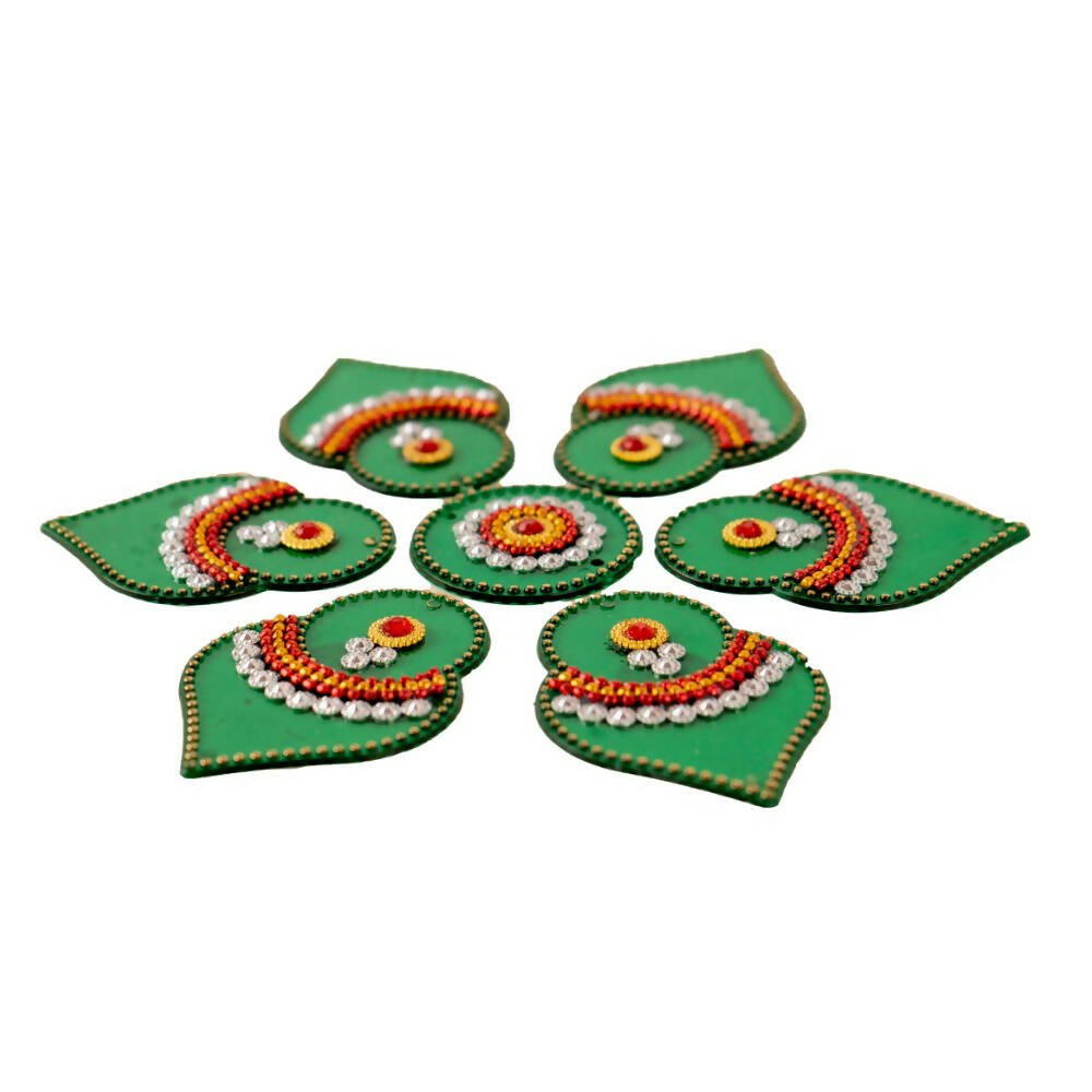 Kundan HandiKrafts Designer Double Layered Rangoli Green (Baby) - Swadesiicart