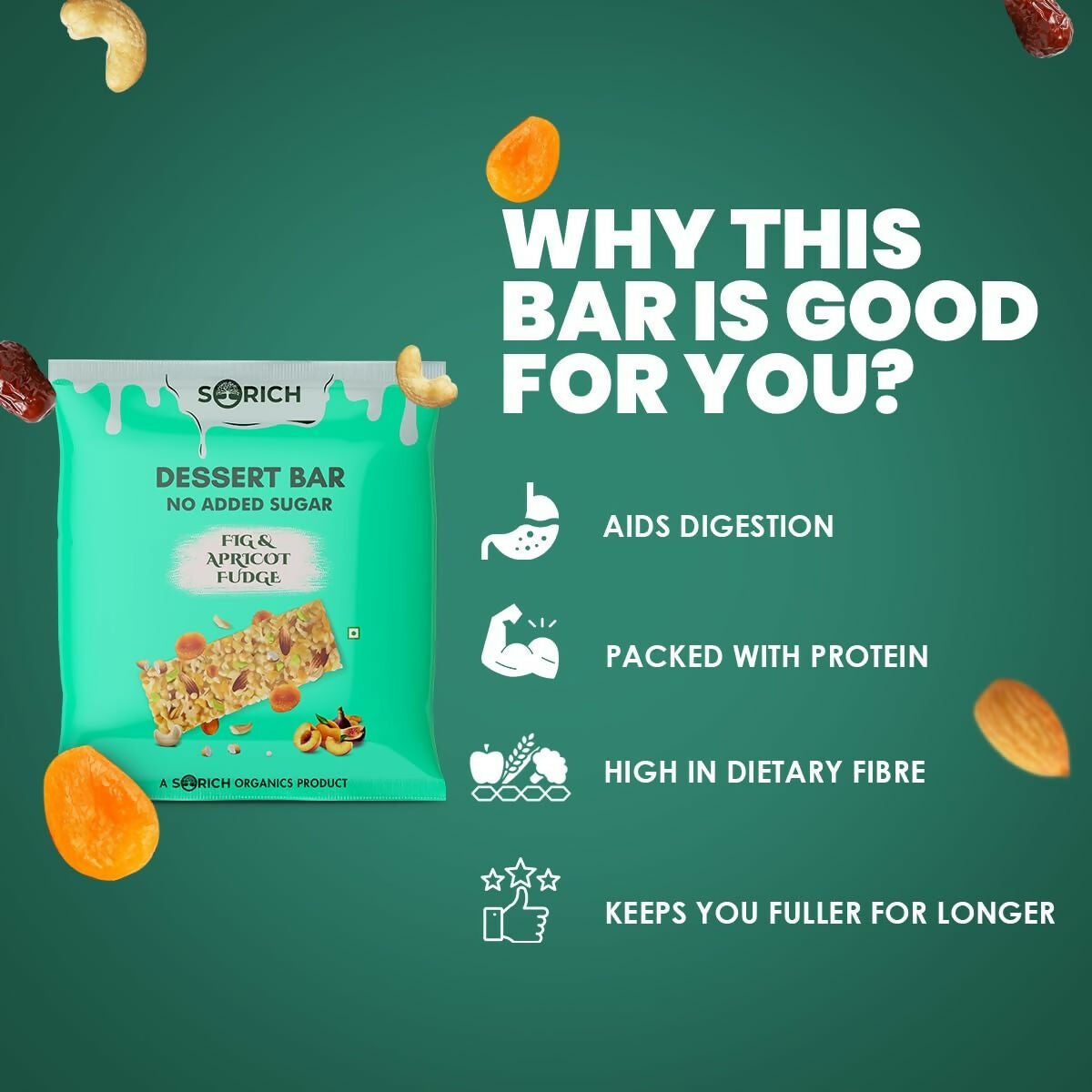 Sorich Organics Dessert Protein Mini Bars Fig & Apricot | Swadesiicart