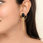 VOJ One Gram Gold-Polished Drop Shaped Black Stone Studded Earrings - Swadesiicart