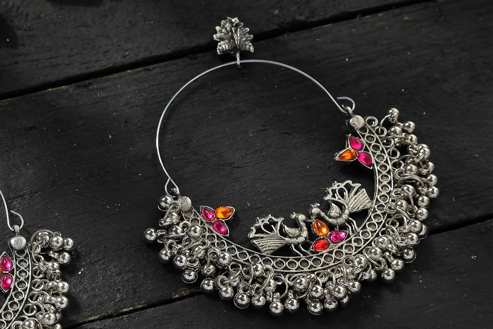 Mominos Fashion Johar Kamal Peacock Design Chandbali Earrings - Swadesiicart