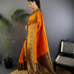 Joban Fashion Banarasi Orange Woven Soft Silk Saree | Swadesiicart