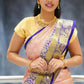 DEIANA'S Beautiful Designer Golden zari Soft Lichi Silk Saree - Peach - Swadesiicart