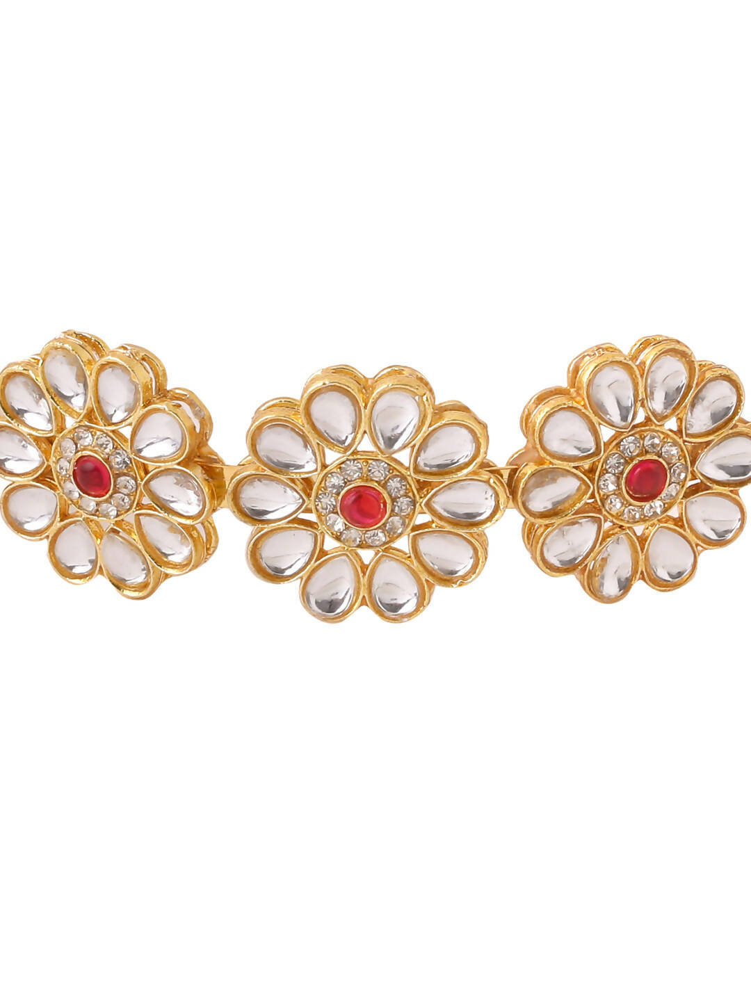 NVR Women's Rajputi Gold-Polished Kundan Matha Patti Hairband | Swadesiicart
