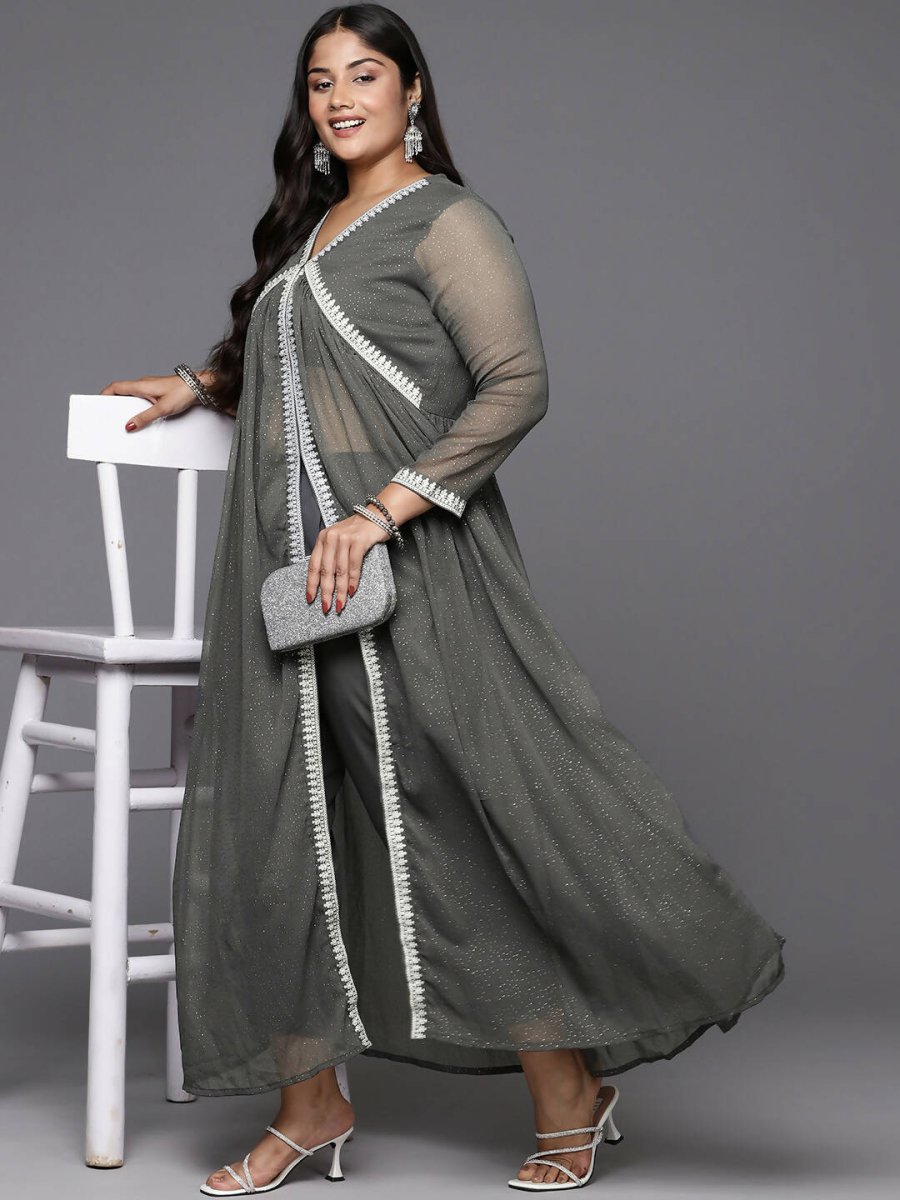 Ahalyaa Women's Traditional wear Kurta Set - Grey | Swadesiicart