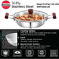 Hawkins TriPly Stainless Steel Kadhai with Glass Lid 26 cm Diameter 2.5 L (SSD25G) - Swadesiicart