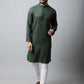 Even Apparels Green Color Viscose Pure Cotton Men's Kurta With Band Collar (SLD1197) | Swadesiicart