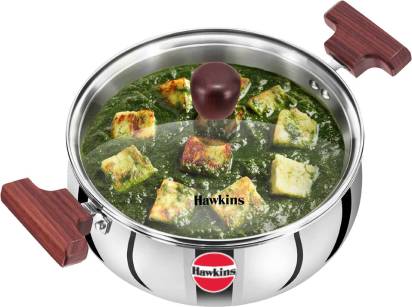 Hawkins TriPly Cook n Serve Handi with Glass Lid 22 cm Diameter 3 L (SSH30G) - Swadesiicart