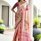 Vishnu Weaves Women's Pink Satin Silk Printed Saree with Blouse - Swadesiicart