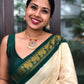 DEIANA'S Beautiful Designer Golden zari Soft Lichi Silk Saree - White - Swadesiicart