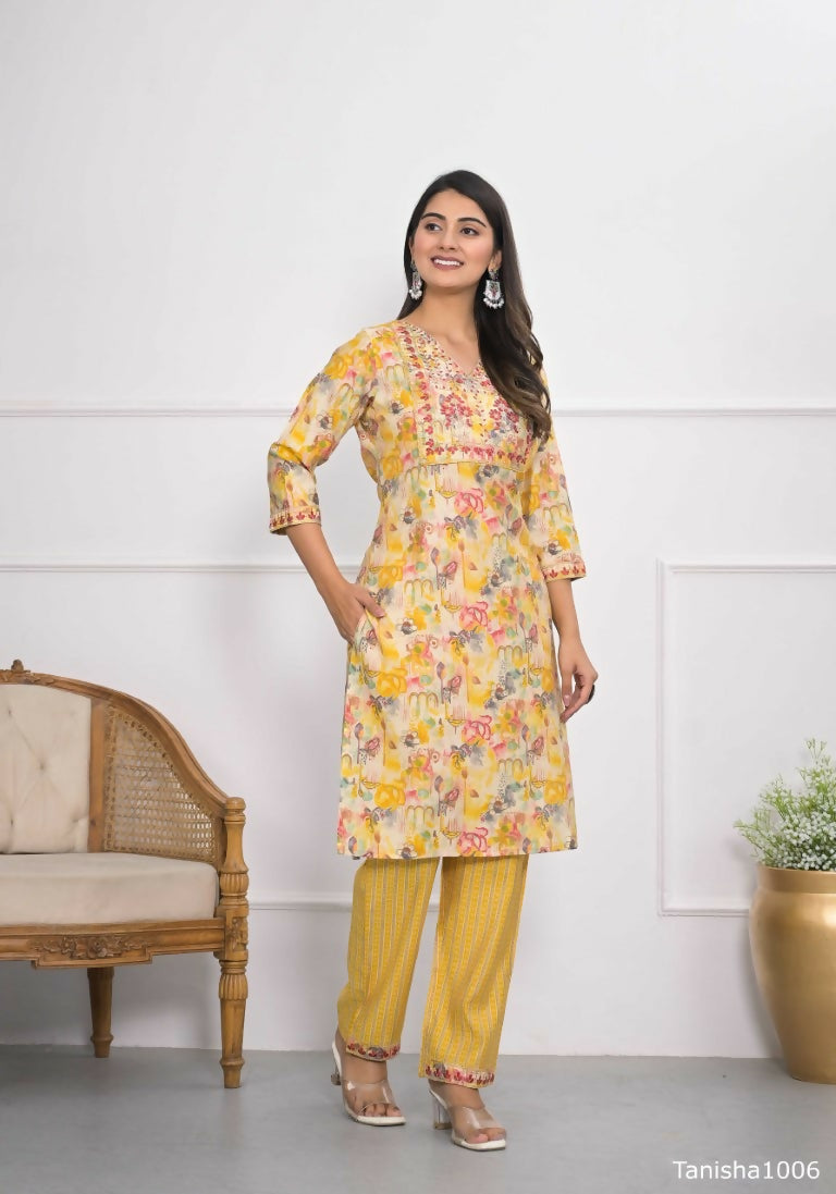 Festive Wear Ethnic Yellow chanderi Stitched Suit With Dupatta - Anbazaar - Swadesiicart