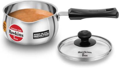 Hawkins Stainless Steel Tea Pan 15.1 cm Diameter with Glass Lid 1 L (SST10G) - Swadesiicart