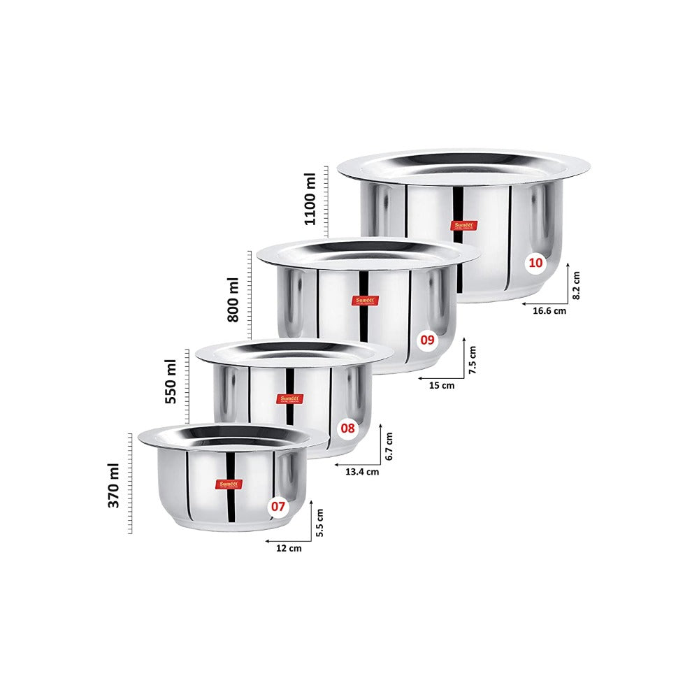 Sumeet Stainless Steel Tope/ Patila/cookware With Lids - Swadesiicart