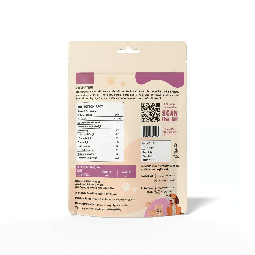 Hye Pets Super Treats For Super Pets – Freeze Dried Treats Made With Camel Milk, Beetroot & Banana - Swadesiicart