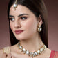 NVR Women's Gold Kundan-Studded Necklace and Earrings with Mang Tikka - Swadesiicart