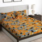 Story@home Orange & White Geometric Microfiber 180 TC Bedsheet With Pillow Cover - Swadesiicart