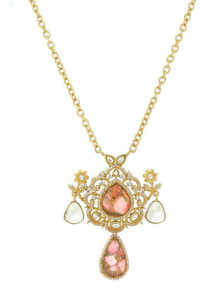 Natural Stones Earrings and Necklace set - Ruby Raang | Swadesiicart