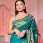 Exclusive Collection Beautiful Green Pure Cotton Woven Handloom Saree With Running Blouse Piece - Swadesiicart