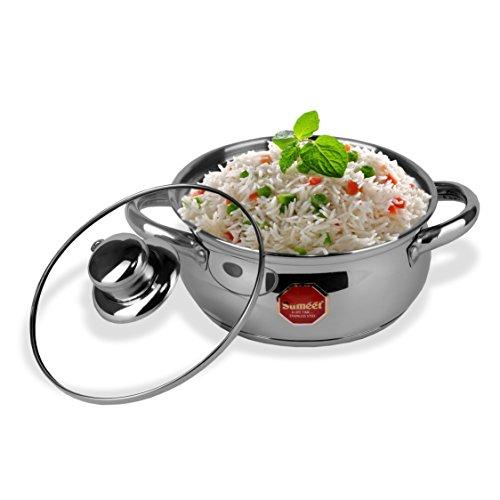 Stainless Steel Friendly Belly Shape Cook Bottom with Glass Lid - Swadesiicart