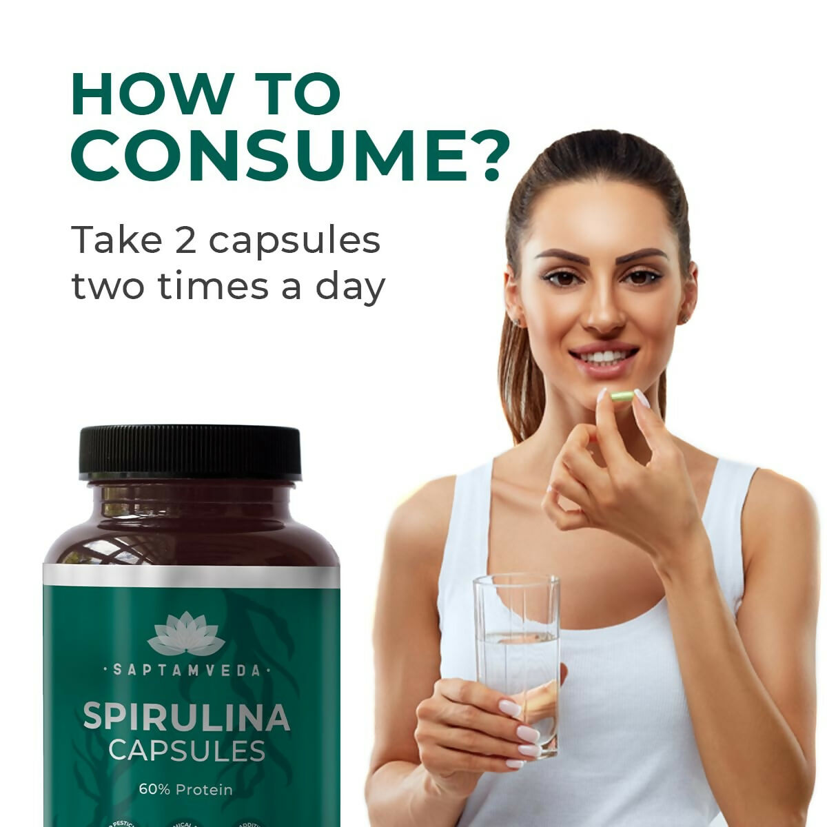 Saptamveda Spirulina Capsules | Swadesiicart