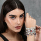 Joban Fashion Women Multicolor Stones Silver Tone Bangle | Swadesiicart