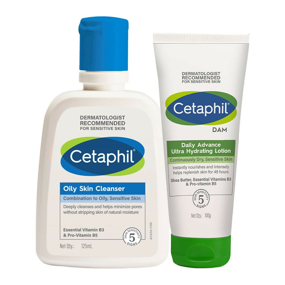 Cetaphil Oily Skin Cleanser & Hydrating Combo For Sensitive Skin - Swadesiicart