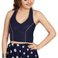 Aastha Fashion Women's Women's Navy Blue Velvet Solid Readymade Blouse