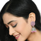Mominos Fashion Joharkamal Kundan work Jhumka with Baby Pink Beads - Swadesiicart