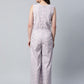 Ahalyaa Womens Blue Crepe Gold Printed Jumpsuit | Swadesiicart