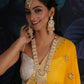 Long Kundan Neckpiece with Earrings & Maang Tikka with Multi Stones Jewellery Set (Gold) - Ruby Raang - Ruby Raang Studio
