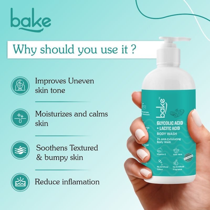 Bake 2% AHA Exfoliating Body Wash | Swadesiicart