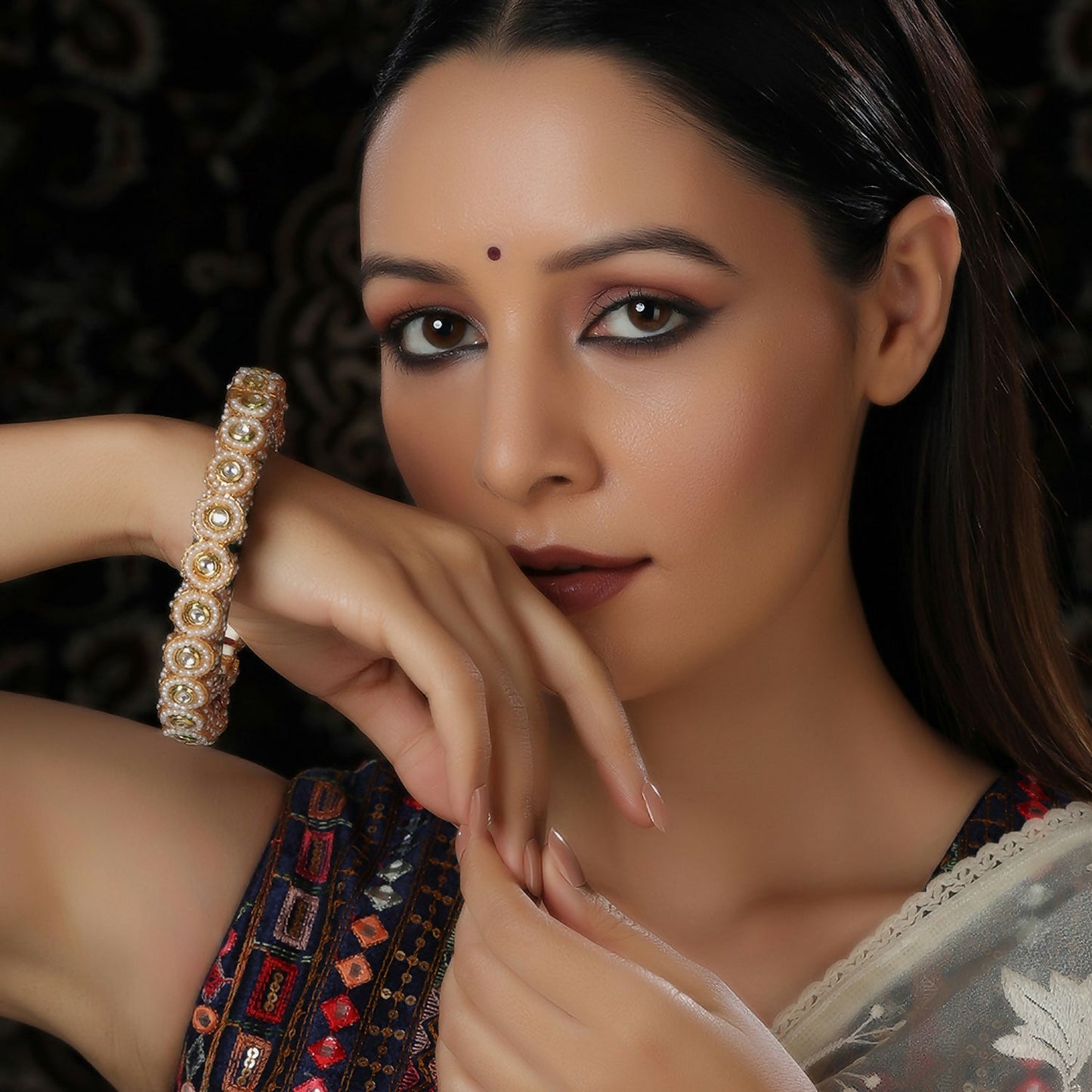 Meenakari and Jadau Bangle (Multi Color) - Ruby Raang - Ruby Raang Studio