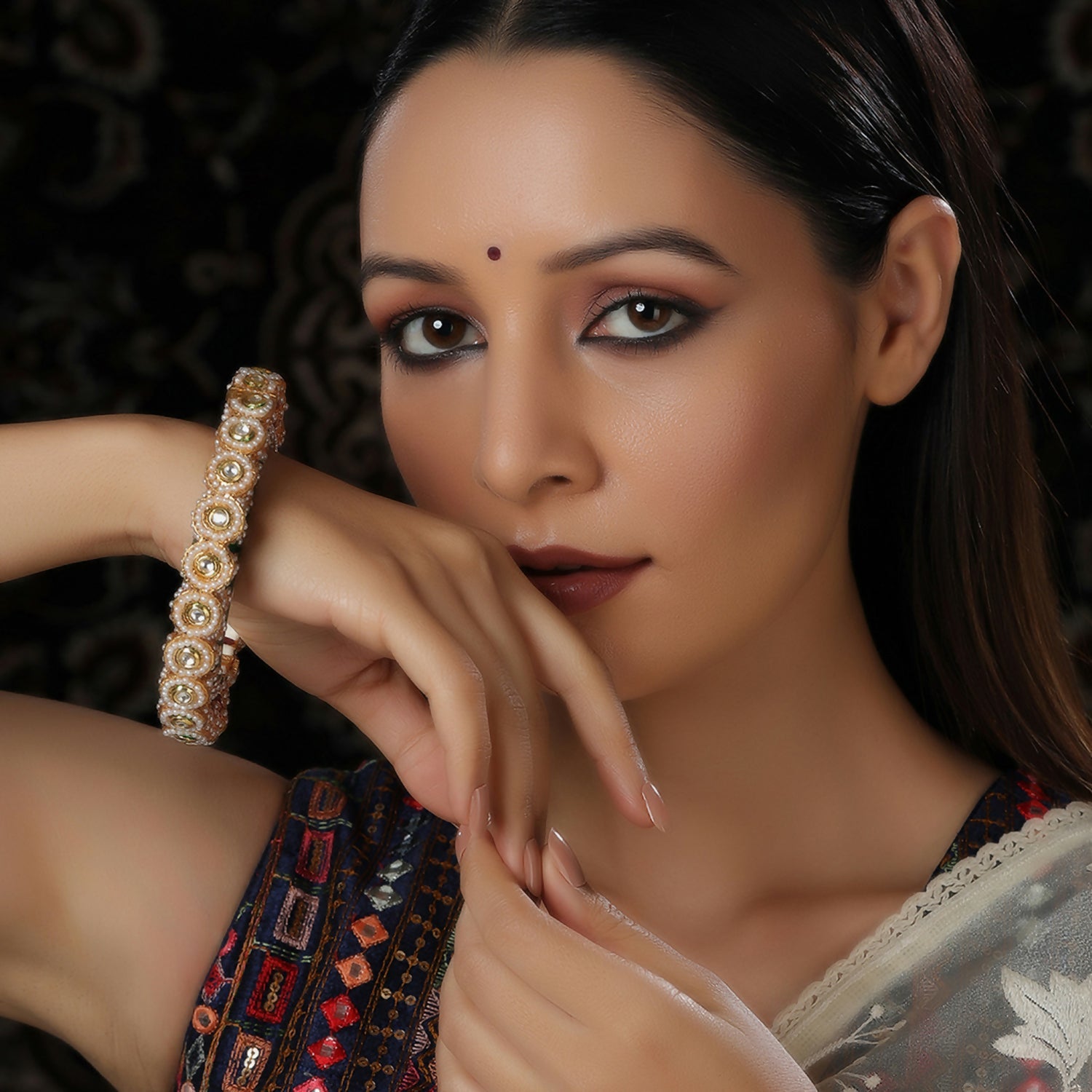 Meenakari and Jadau Bangle (Multi Color) - Ruby Raang - Ruby Raang Studio