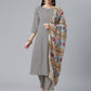 Ahalyaa Black & White Digital Print Crepe Kurta and Pant With Dupatta Set | Swadesiicart
