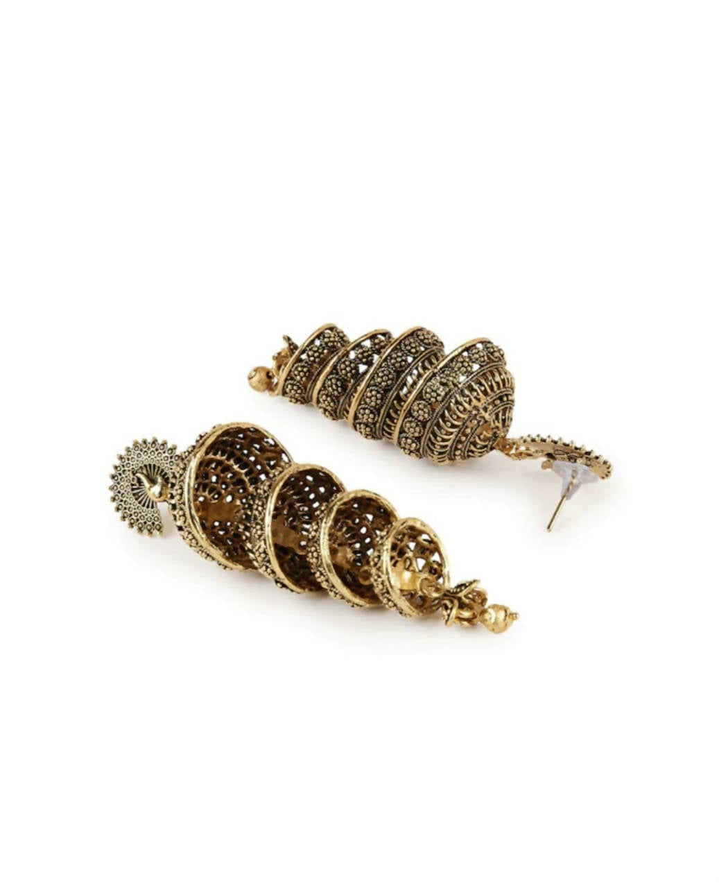 Mominos Fashion Peacock design Golden colour Earrings - Swadesiicart