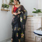 Vamsee Black Organza Saree - Swadesiicart