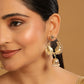 Nuyug 22K Gold Plated Pearls Studded Contemporary Shaped Mini Jhumki Drop Dangler Earrings | Swadesiicart