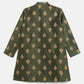 Ahalyaa Green Poly Silk Gold Print Kids Kurta Churidar Set For Boys | Swadesiicart