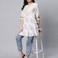 Ahalyaa Women Off White Pure Cotton Floral Printed Tunic | Swadesiicart