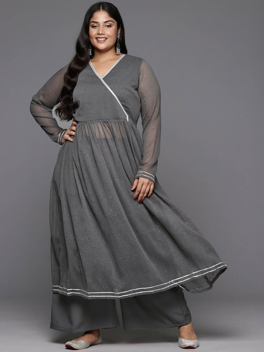 Ahalyaa Women's Traditional wear Kurta Set - Grey | Swadesiicart
