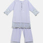 Ahalyaa Blue Crepe Silver Glitter Print Kids Kurta Palazzo Set With Dupatta For Girls | Swadesiicart
